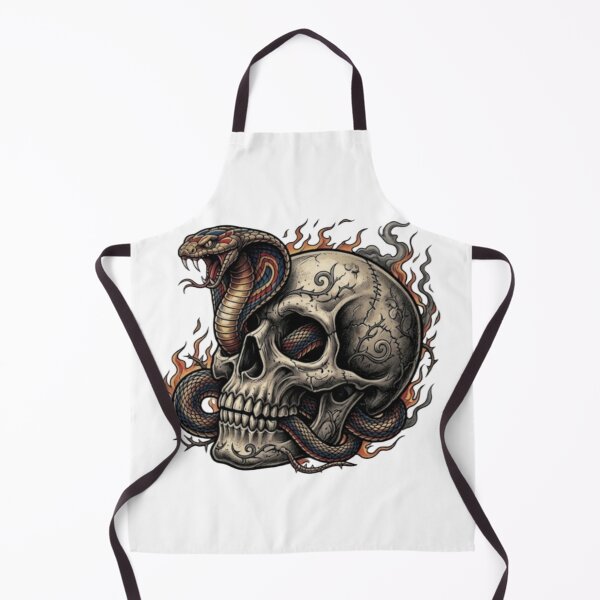 Item preview, Fiery Cobra Strike - Traditional Tattoo Skull Art designed and sold by j0mj0ma.