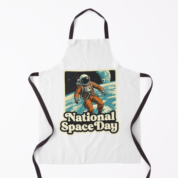 Item preview, Retro,Celebrating National Space Day with an astronaut floating in space above Earth designed and sold by SpaceartLilu.