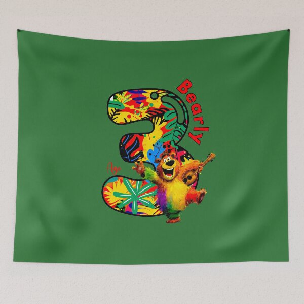 Item preview, Bearly 3 Birthday - Cute Dancing Bear with Guitar, Colorful Age 3 Design designed and sold by Doodle-Bloom.