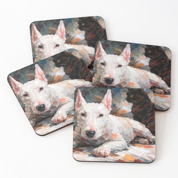 Item preview, Bull Terrier and Black Cat Friends designed and sold by caracatita75.
