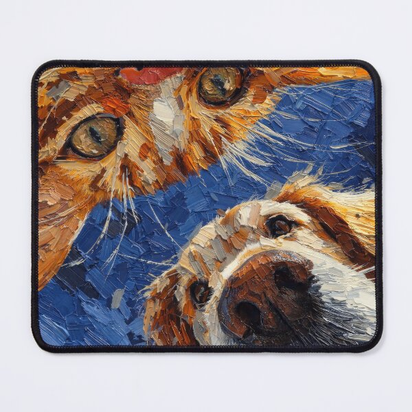 Item preview, Curious Tabby Cat and Golden Retriever designed and sold by caracatita75.