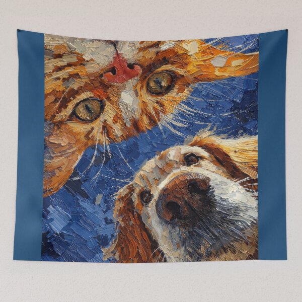 Item preview, Curious Tabby Cat and Golden Retriever designed and sold by caracatita75.