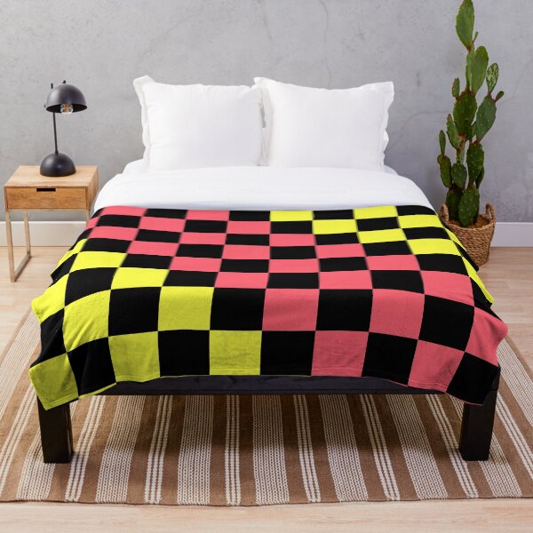 Item preview, Black, Pink & Yellow Checkerboard Pattern - Retro Arcade Vibes designed and sold by Lainey1978.