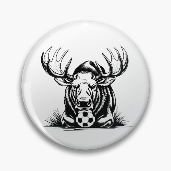 Artikelvorschau, Schwarz-weiße Elch-Fußballkunst – Ausdrucksstarke Fußballillustration entworfen und verkauft von PAPIRO SIGLO XXI.