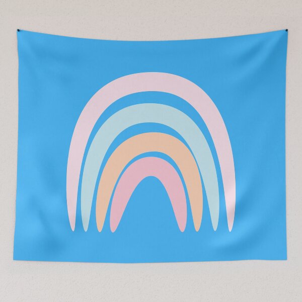 Item preview, Retro Rainbow in Sky Blue designed and sold by Ink & Print Store .