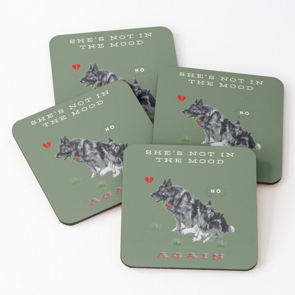 Item preview, Funny German Shepherd Couple – She’s Not in the Mood Again – Dog Humor Gift designed and sold by InkWaveX.
