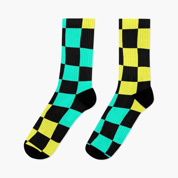 Artikelvorschau, Schachbrettmuster in Schwarz, Türkis und Gelb – kühner Retro-Arcade-Look entworfen und verkauft von Lainey1978.