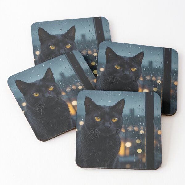 Item preview, Midnight Cat on Rainy Window designed and sold by adill72.
