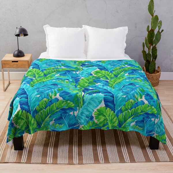 Item preview, Preppy banana leaves in green and turquoise blue designed and sold by SophieClimaArt.