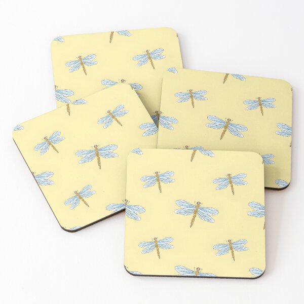 Item preview, Cute minimal dragonfly seamless pattern, yellow background designed and sold by LeedsArtStudio.
