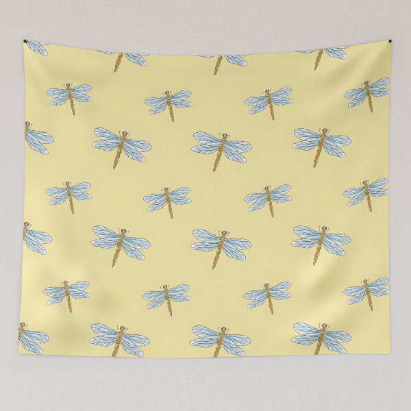 Item preview, Cute minimal dragonfly seamless pattern, yellow background designed and sold by LeedsArtStudio.