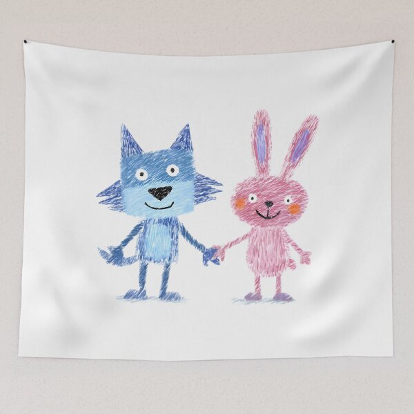 Item preview, Cartoon Wolf & Bunny designed and sold by Retro Whimsy.