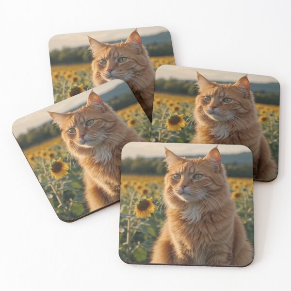 Item preview, Ginger Cat in a Sunflower Field designed and sold by adill72.
