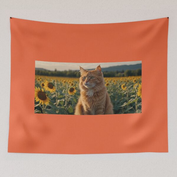 Item preview, Ginger Cat in a Sunflower Field designed and sold by adill72.