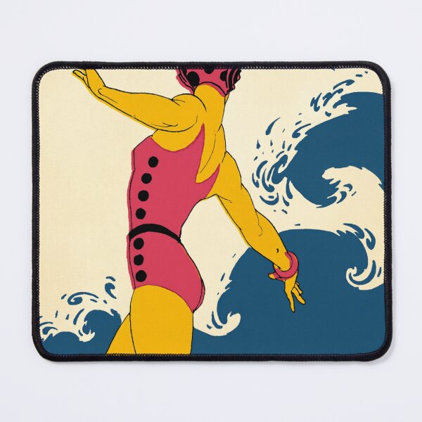 Item preview, Art Deco Illustration Swimmer Ocean Waves Vintage Art Lovers designed and sold by RickE.