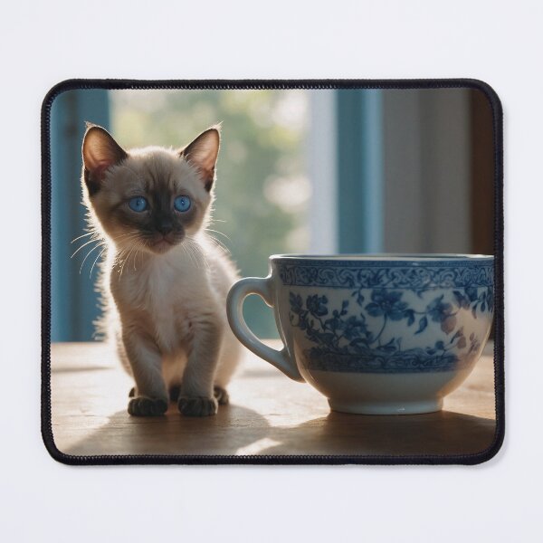 Item preview, Curious Siamese Kitten Near a Teacup designed and sold by adill72.