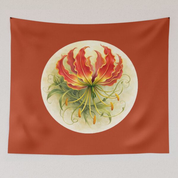 Item preview, Gloriosa Lily Flame – Fiery Exotic Bloom Circle Design designed and sold by TheJoyfulPen.