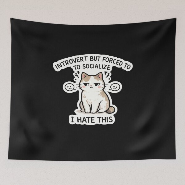 Item preview, Introvert But Forced To Socialize Funny Cat Meme Sticker designed and sold by HubCreates.