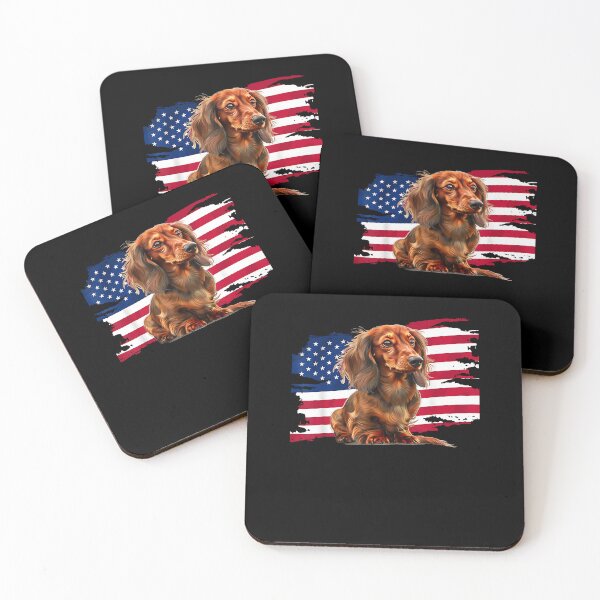 Item preview, Patriotic USA Flag 4th of July Long Haired Dachshund Lover designed and sold by Goleon12.