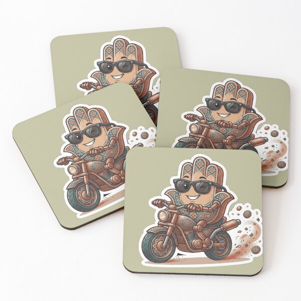 Item preview, Funny Cool Moroccan Khamsa Sticker - Hamsa Hand Riding Motorcycle Art designed and sold by zakman02.