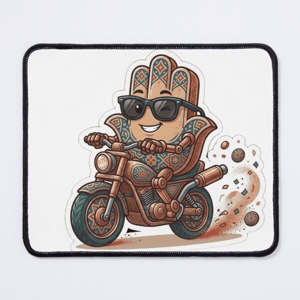 Item preview, Funny Cool Moroccan Khamsa Sticker - Hamsa Hand Riding Motorcycle Art designed and sold by zakman02.