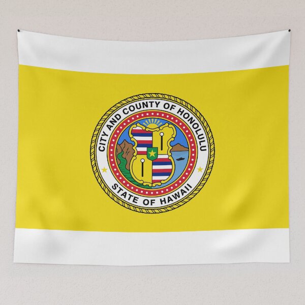 Item preview, City of Honolulu Flag - Hawaii Aloha Spirit & Oahu Heritage designed and sold by NTGUILTY.