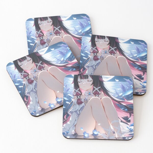 Item preview, Columbina Genshin Impact Moonlight Angel Wings Blue Petals Water Serenity designed and sold by mildaclairmo.
