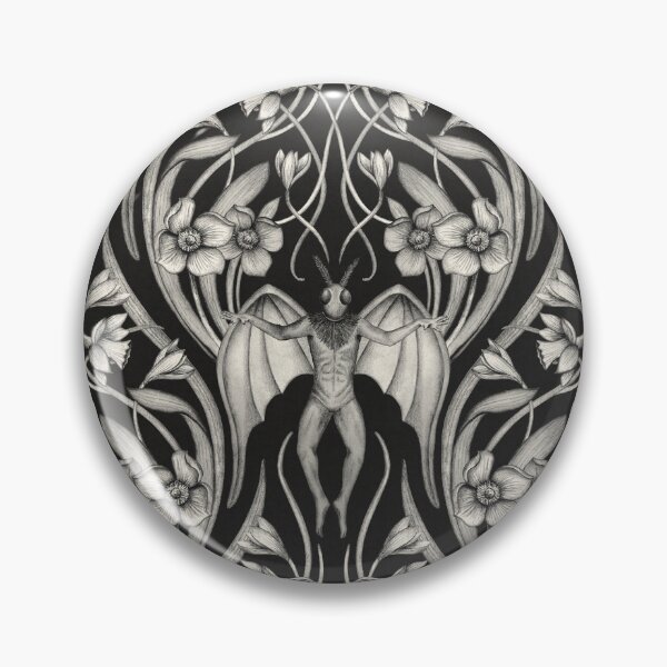 Item preview, Art Nouveau Mothman Damask in Dark Charcoal designed and sold by somecallmebeth.