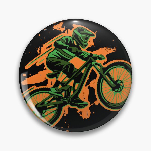 Item preview, MTB Downhill Rider Green Splatter Art Mountain Bike designed and sold by LinaValearte.