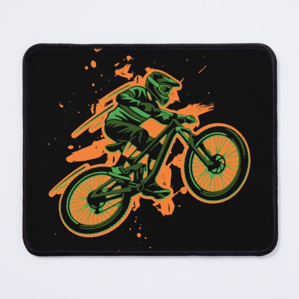 Item preview, MTB Downhill Rider Green Splatter Art Mountain Bike designed and sold by LinaValearte.
