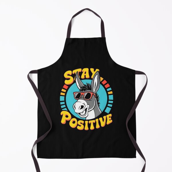 Item preview, Fun donkey cartoon with sunglasses, smiling, with word "Stay Positive" text, designed and sold by madevdine.