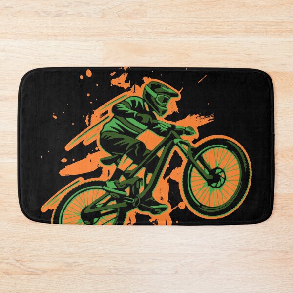 Item preview, MTB Downhill Rider Green Splatter Art Mountain Bike designed and sold by LinaValearte.