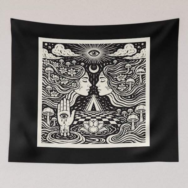 Item preview, Dual Mind Psychedelic Art – Surreal Faces and Cosmic Symmetry designed and sold by DrizzyV.