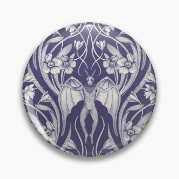 Item preview, Art Nouveau Mothman Damask in Dark Blue designed and sold by somecallmebeth.