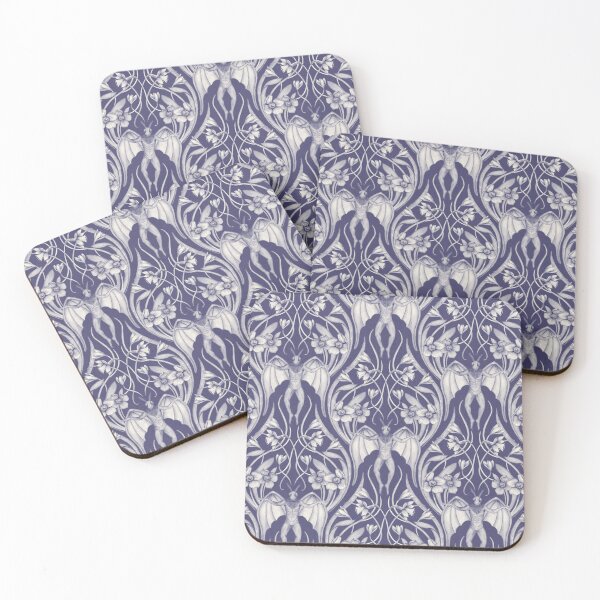 Item preview, Art Nouveau Mothman Damask in Dark Blue designed and sold by somecallmebeth.