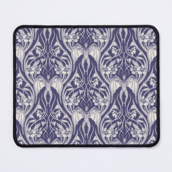 Item preview, Art Nouveau Mothman Damask in Dark Blue designed and sold by somecallmebeth.