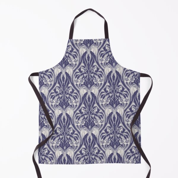 Item preview, Art Nouveau Mothman Damask in Dark Blue designed and sold by somecallmebeth.