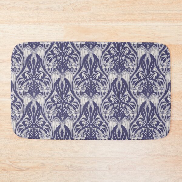 Item preview, Art Nouveau Mothman Damask in Dark Blue designed and sold by somecallmebeth.