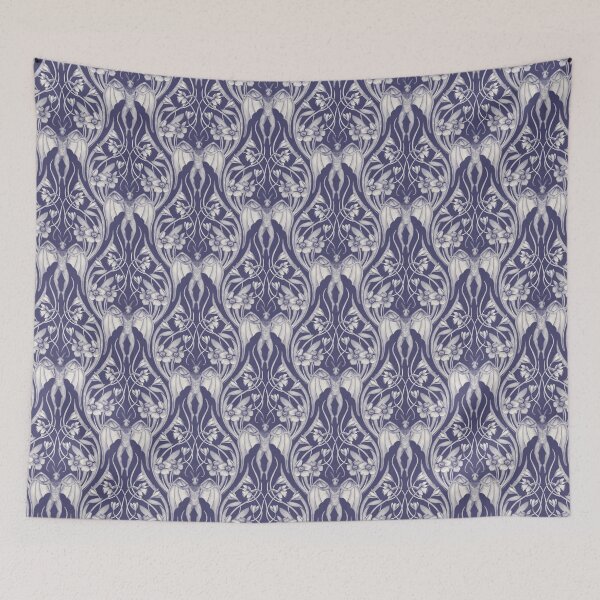 Item preview, Art Nouveau Mothman Damask in Dark Blue designed and sold by somecallmebeth.