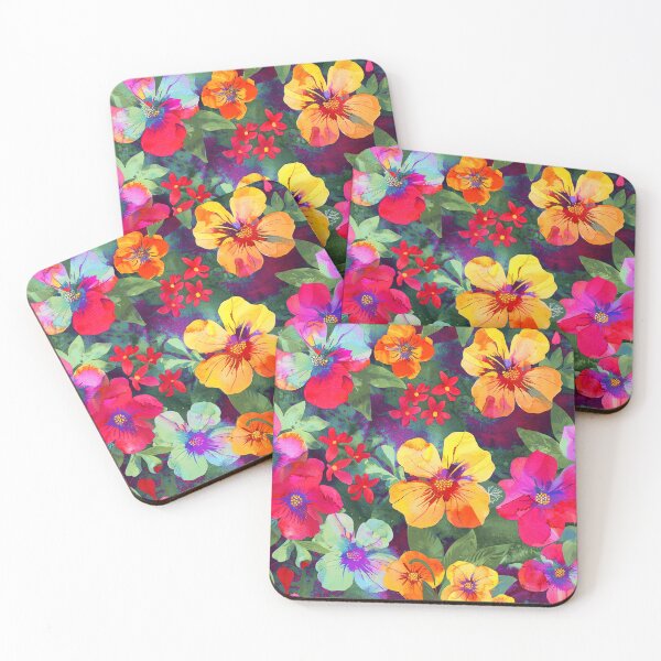 Item preview, Tropical Vibrant Colorful Flowers On Cucumber-Mint Hues  designed and sold by DEC02.