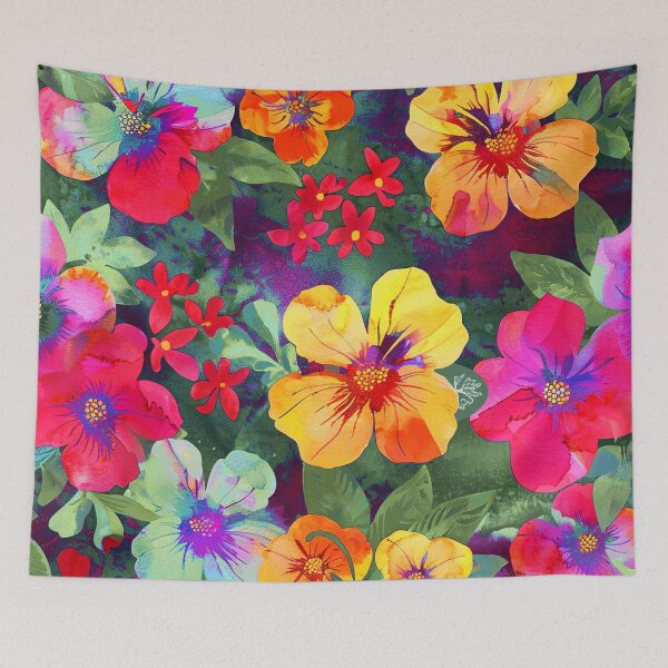 Item preview, Tropical Vibrant Colorful Flowers On Cucumber-Mint Hues  designed and sold by DEC02.