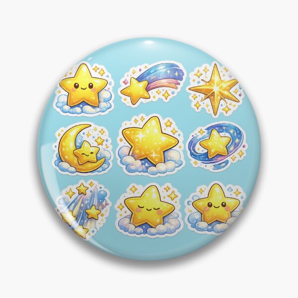 Item preview, Kawaii Aesthetic Celestial Moon & Star Cartoon Sticker Set designed and sold by Qingtian814.