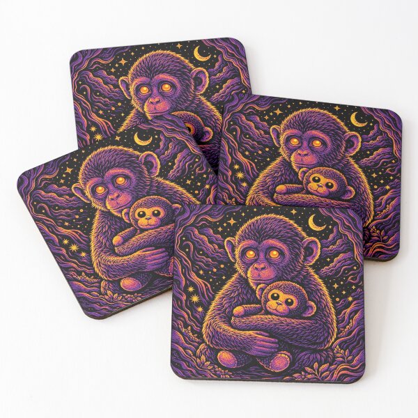Item preview, Psychedelic Monkey with Plush – Cute and Trippy Art designed and sold by DrizzyV.