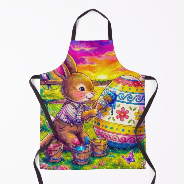 Item preview, Cottagecore Easter Bunny Painting Huge Vibrant Egg designed and sold by MaisonMaroMara.