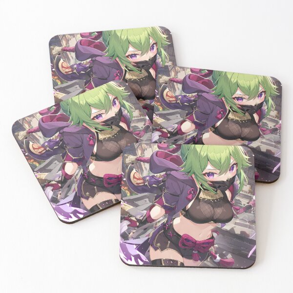 Item preview, Kuki Shinobu Genshin Impact Rooftop Parkour Purple Glow Cityscape designed and sold by mildaclairmo.