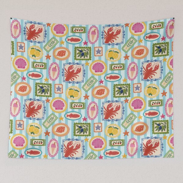 Item preview, Mediterranean food pattern  designed and sold by FatBirdie.