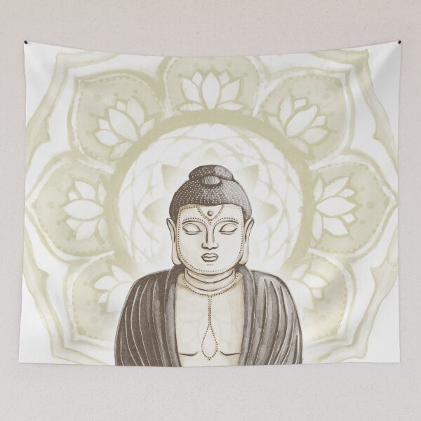 Item preview, Buddha Padma Watercolor - Fawn Earth Earth - Gold Halo designed and sold by Irene Estelle.