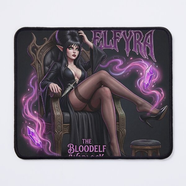 Item preview, Elfyra the Bloodelf Warlock Throne - Original Dark Fantasy AI Art designed and sold by InspirAI.