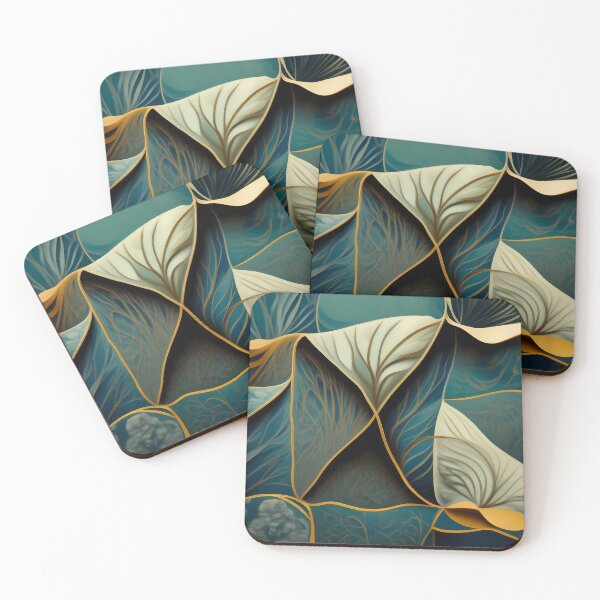 Item preview, Abstract Teal Gold Leaf Pattern Art designed and sold by VAGABOND12.