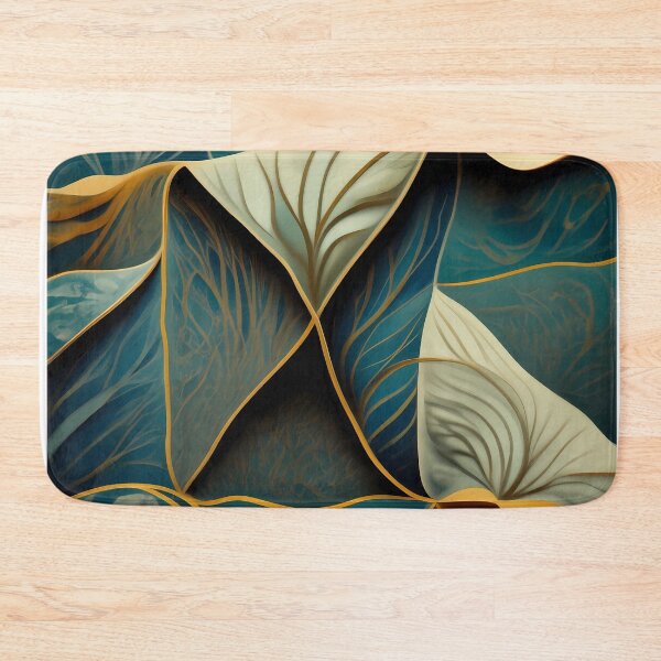 Item preview, Abstract Teal Gold Leaf Pattern Art designed and sold by VAGABOND12.